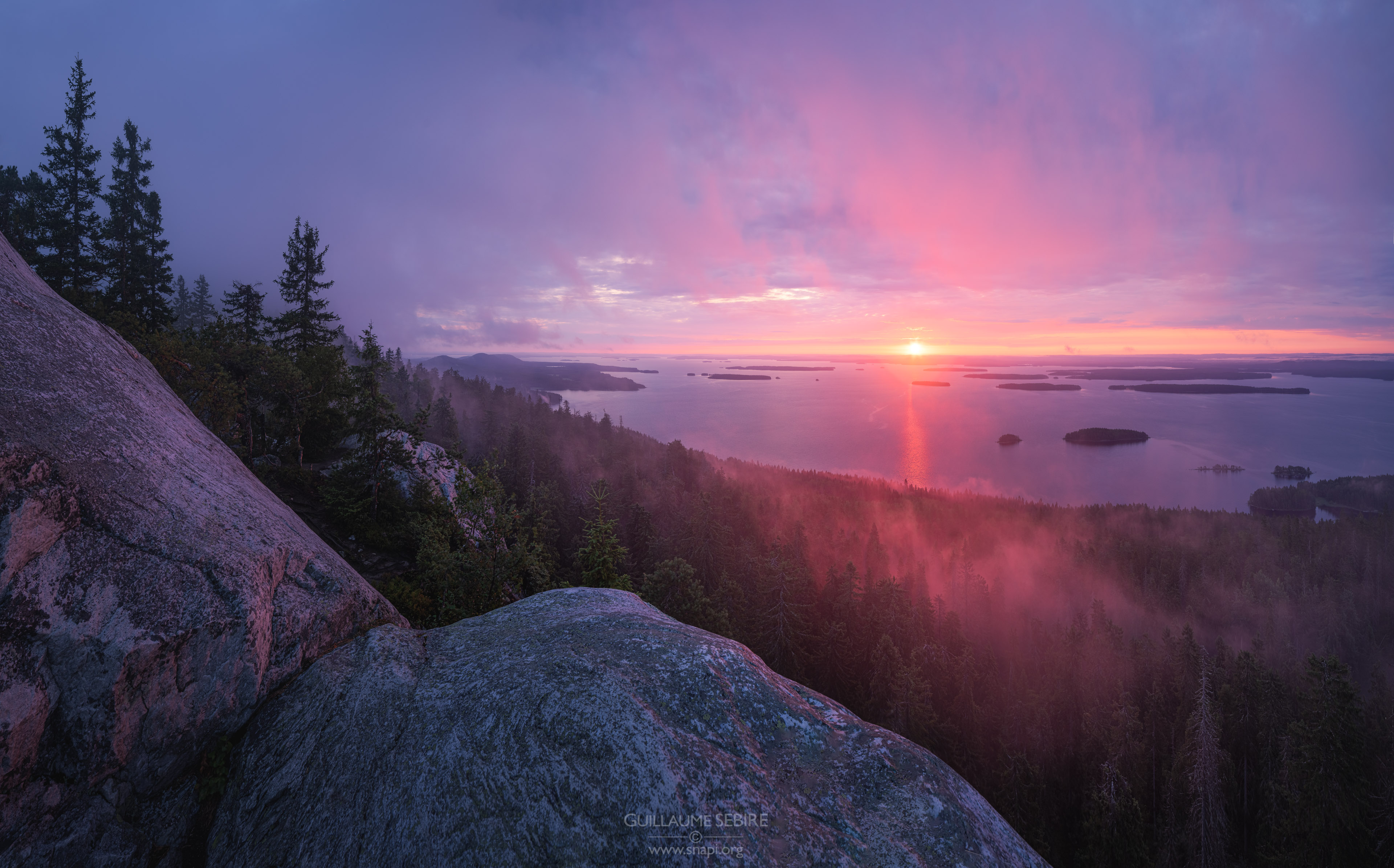 Sunrise of a lifetime over lake Pielinen, Koli National Park, Finland